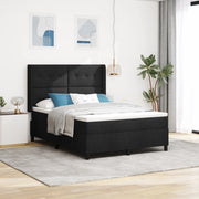 Letto a Box Spring con Materasso e LED Nero 160x200 cm Tessuto