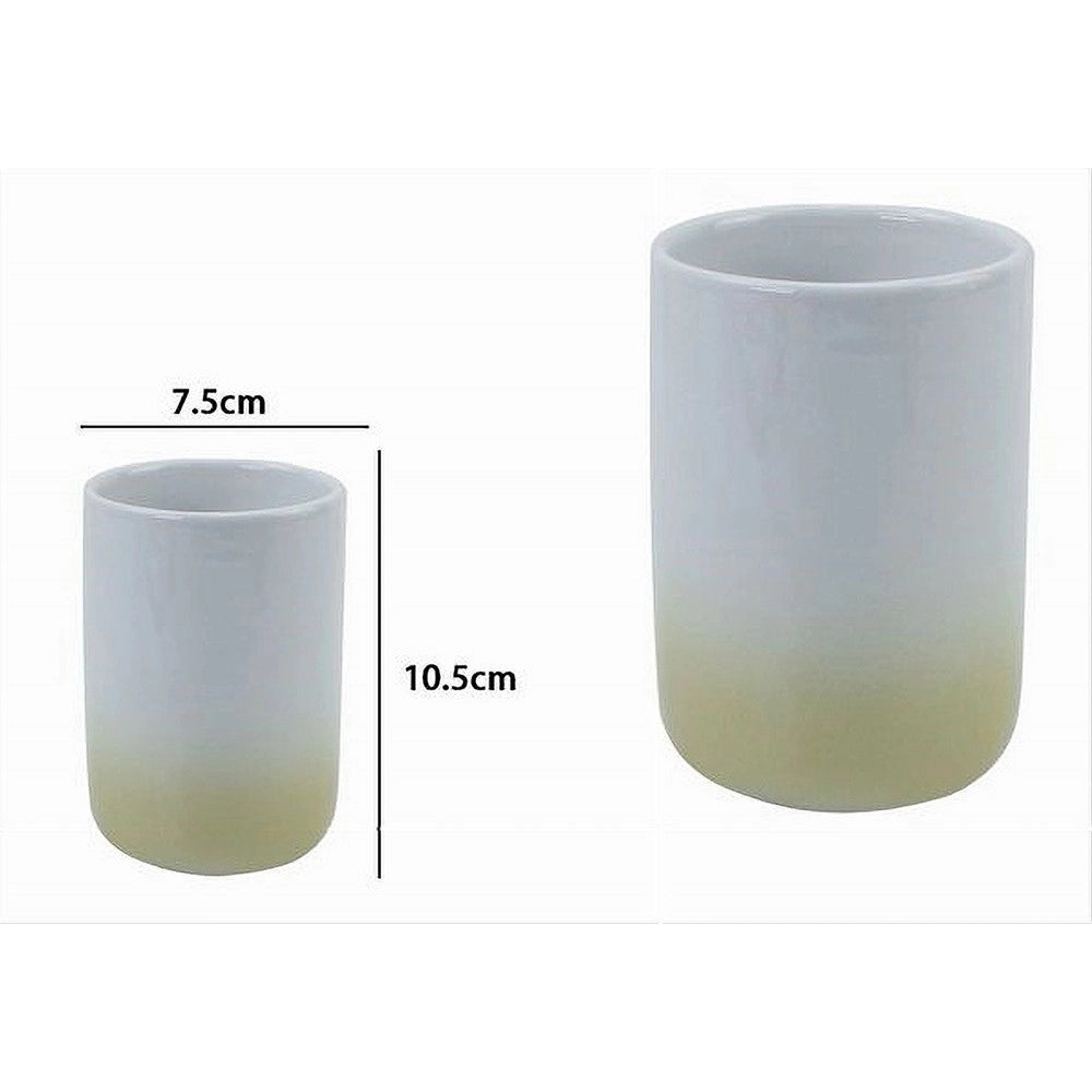 Trade Shop - Bicchiere Portaspazzolini Dentifricio Bianco Giallo Arredo Bagno Accessori 59903 -