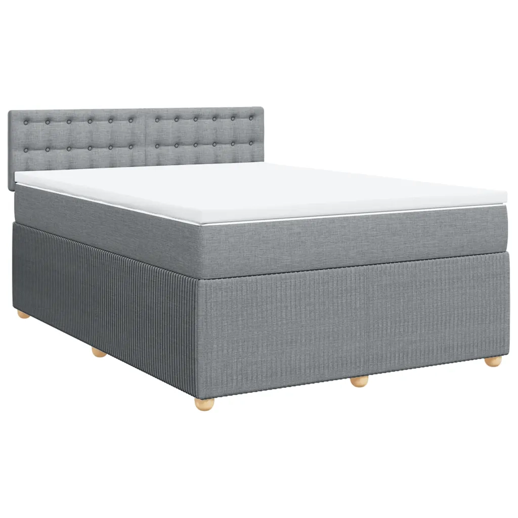 Giroletto a Molle con Materasso Grigio Chiaro 140x190cm Tessuto
