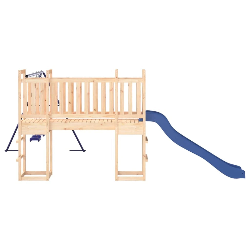 Altalena per parco giochi all'aperto scivolo altalena robusta giochi da giardino 53 x 397 x 169 cm legno di pino massiccio 02_0004809