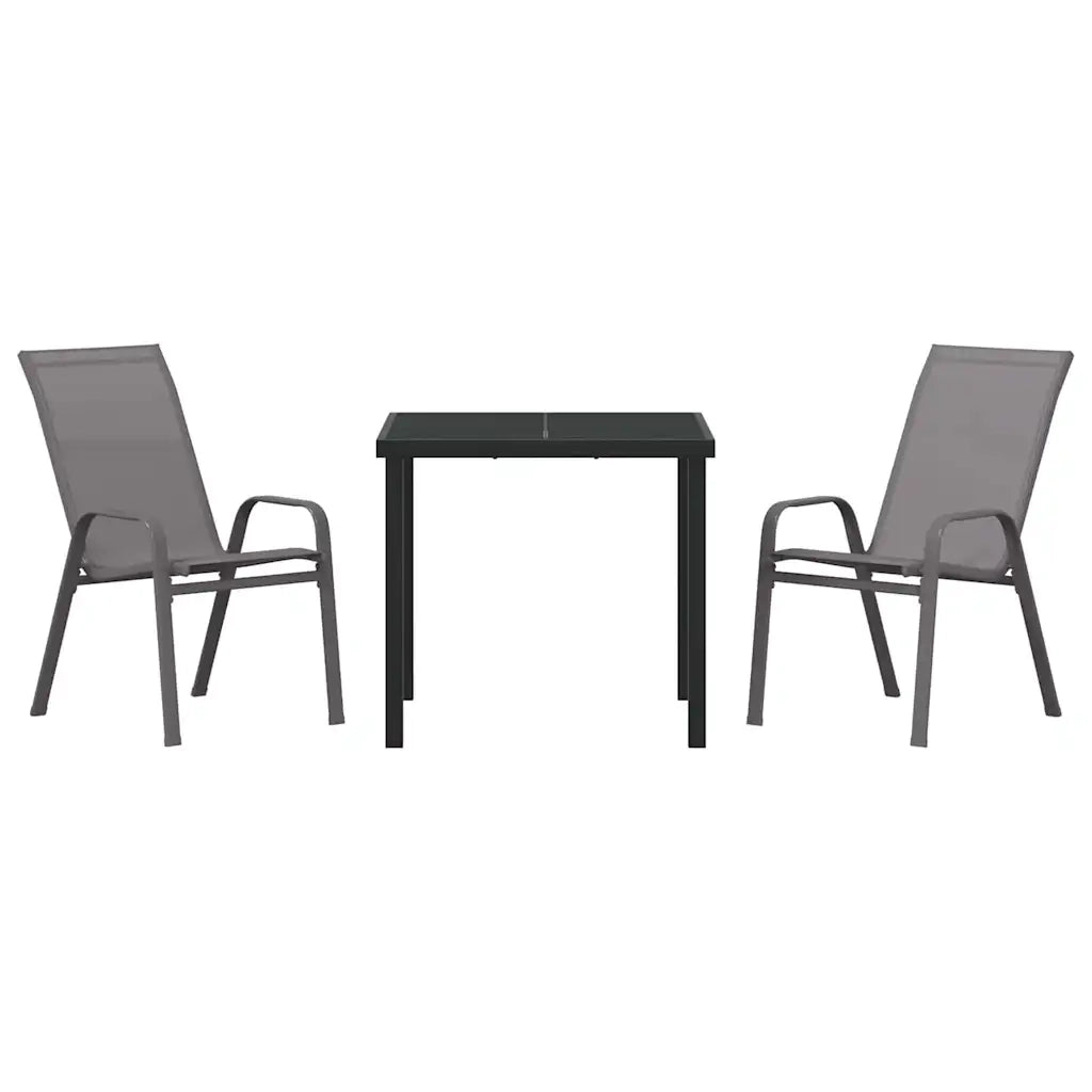 Set da Pranzo per Giardino 3 pcs Grigio e Nero 3379121