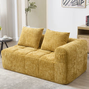 DIVANO Chaise longue 158x90x60 cm in chenille giallo con cuscino e tasche laterali