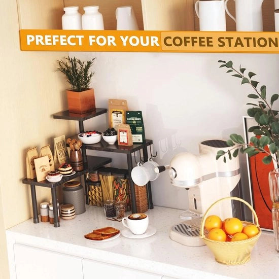 Organizzatore di accessori da cucina a muro - 3 livelli di contenitori con orientamento regolabile, stante e spazievitore per cucina e bagno