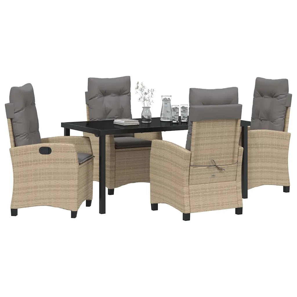 Set da Pranzo per Giardino con cuscino 5 pcs Beige polyrattan 3380403
