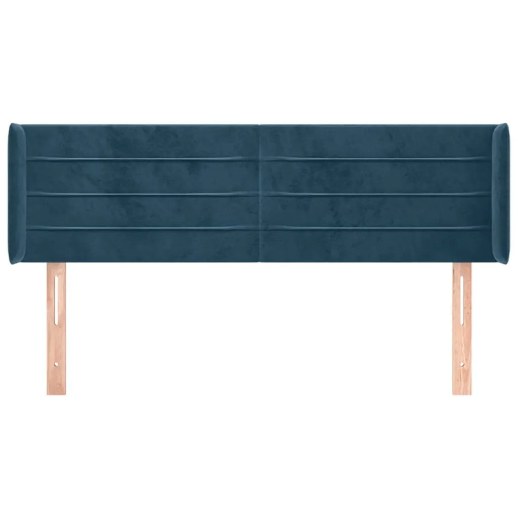 Testiera | Testata ad Orecchio Blu Scuro 147x16x78/88 cm in Velluto