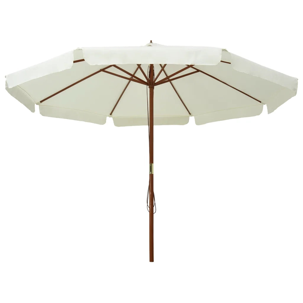Ombrellone da Esterno-Ombrello da giardino con Palo in Legno 330 cm Bianco Sabbia