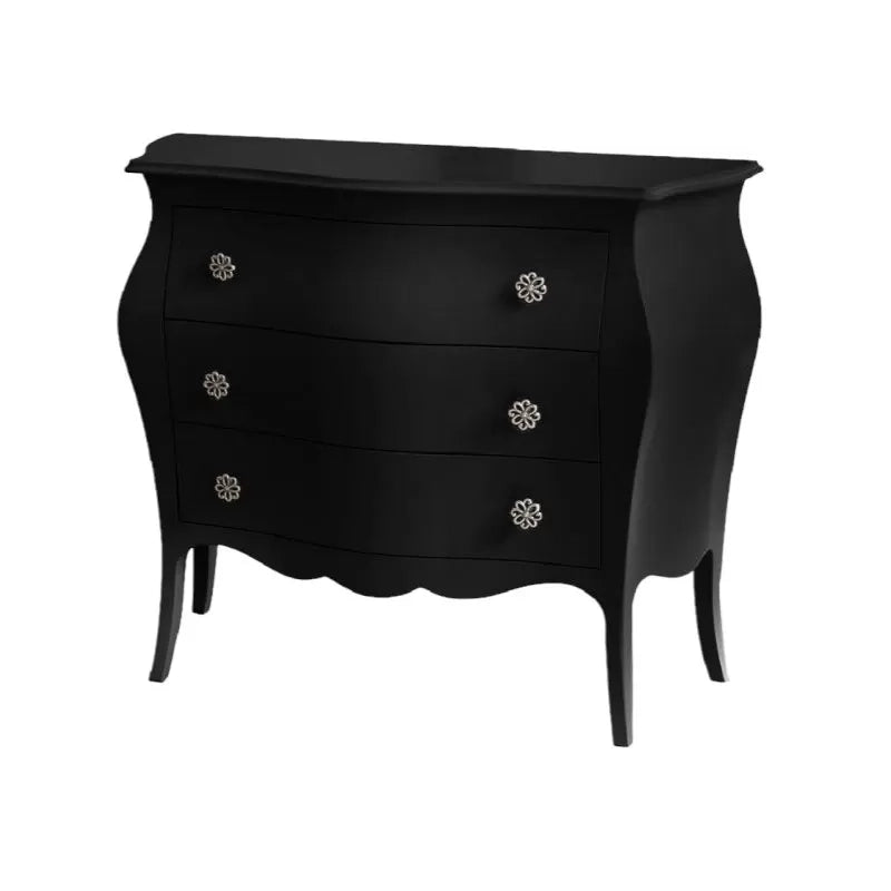 Cassettiera sagomata 3 cassetti legno laccato nero opaco 116x42x85 - Mobili 2G