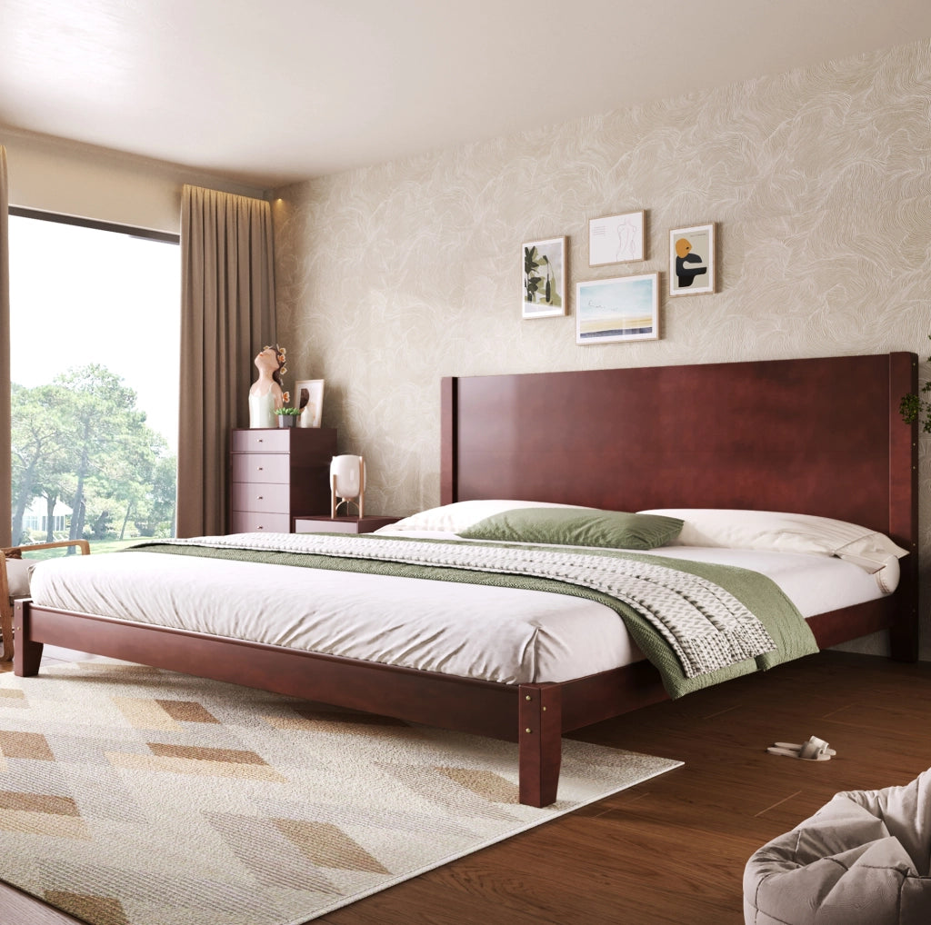 Letto piattaforma 180x200 cm con testiera e rete a doghe, marrone