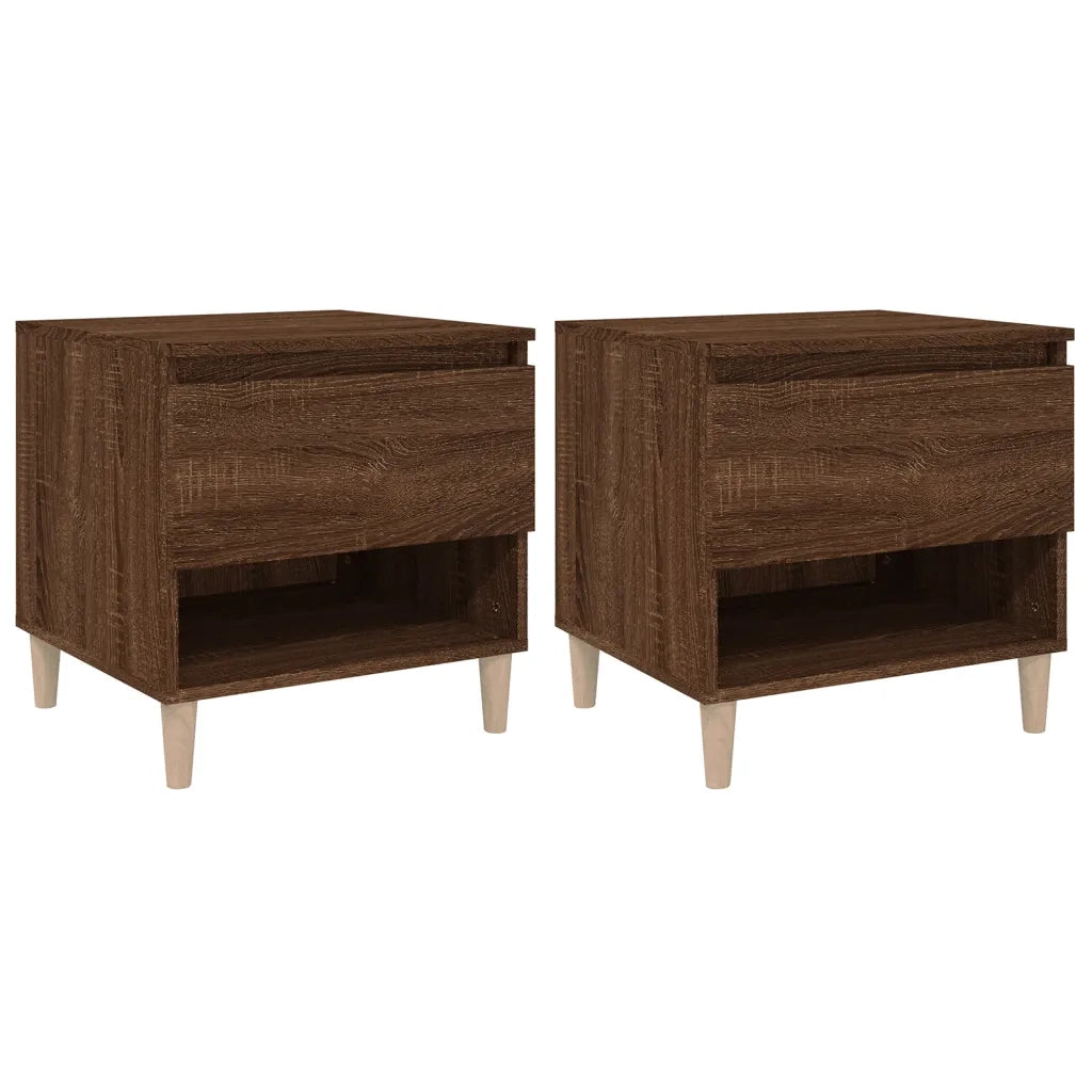 Comodini 2 pz-Set di 2 Tavolino da notte Rovere Marrone 50x46x50 cm in Legno Multistrato