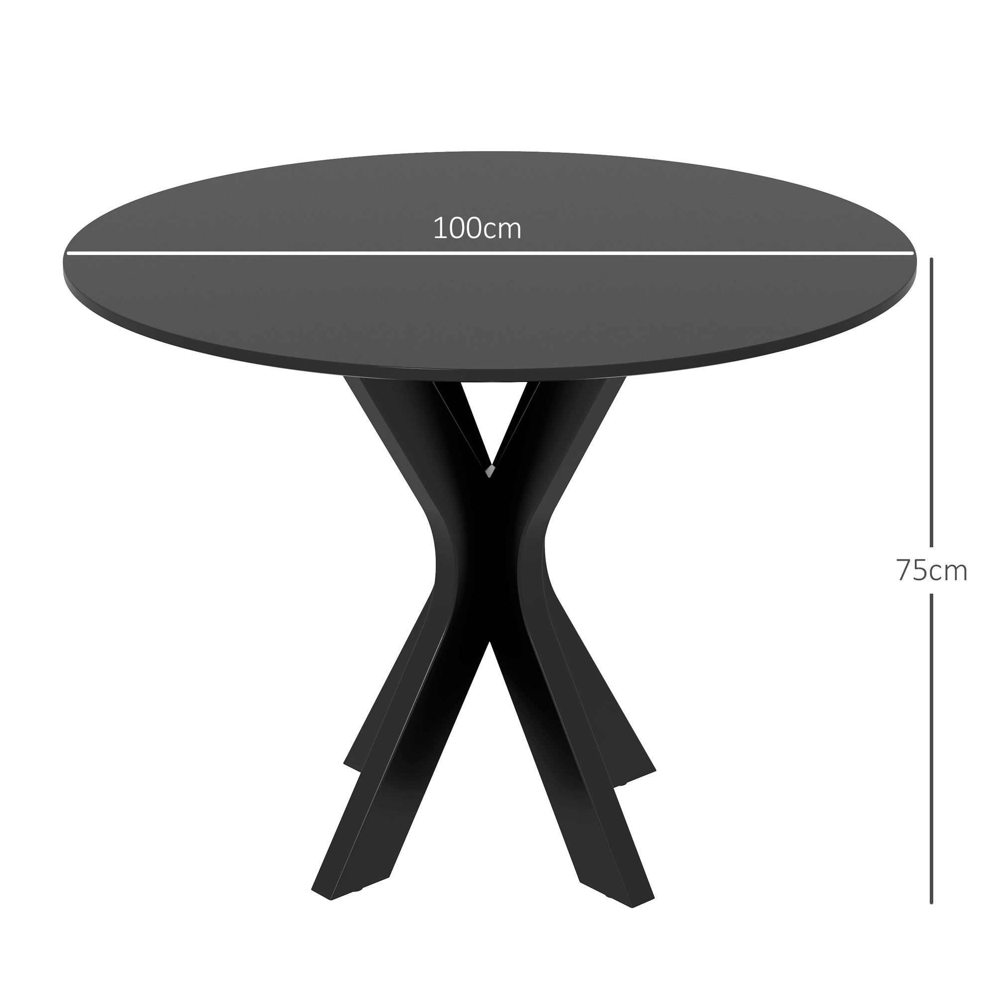Tavolo da Pranzo Moderno Rotondo per 4 Persone Ø100x75 cm in Acciaio e MDF Nero