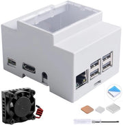 Scatola per Raspberry Pi - Behuizing a rail DIN - Resistenti al calore in ABS - Ventilatore e dissipatore di calore - Ideale per pannelli elettrici - Adatto per Raspberry