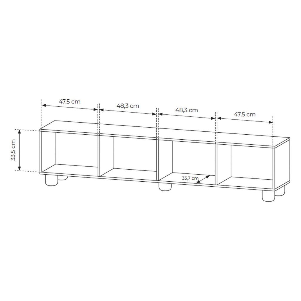 Kaleriha, Mobile Porta tv un Ripiano, 200x38x47h cm Marrone Rovere