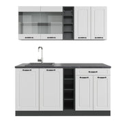 Vicco Cucina completa Bianco casa di campagna/antracite 160 cm senza piano di lavoro