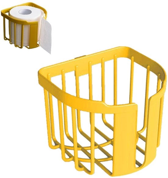Supporto per carta igienica, fissaggio a muro, supporto per carta igienica, cassetta per carta igienica in ABS, dispensatore per carta igienica, contenitore per carta igienica per la stanza da bagno (giallo)