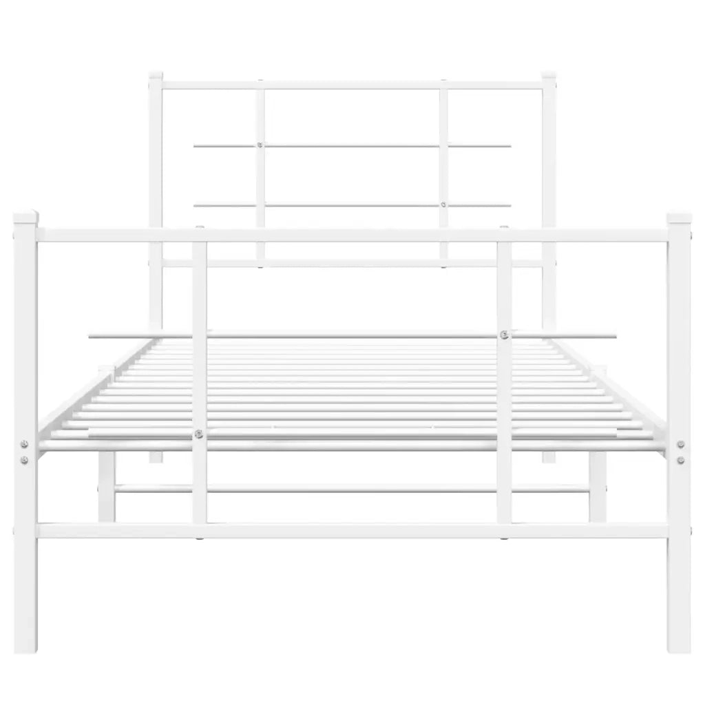 Giroletto con Testiera e Pediera-Struttura Letto Metallo Bianco 90x190 cm 490981