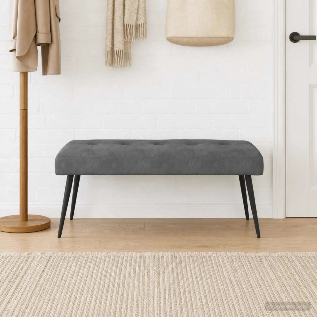 Panchina con bottoni imbottiti Grigio Scuro 110 x 40 x 46 cm 42038530