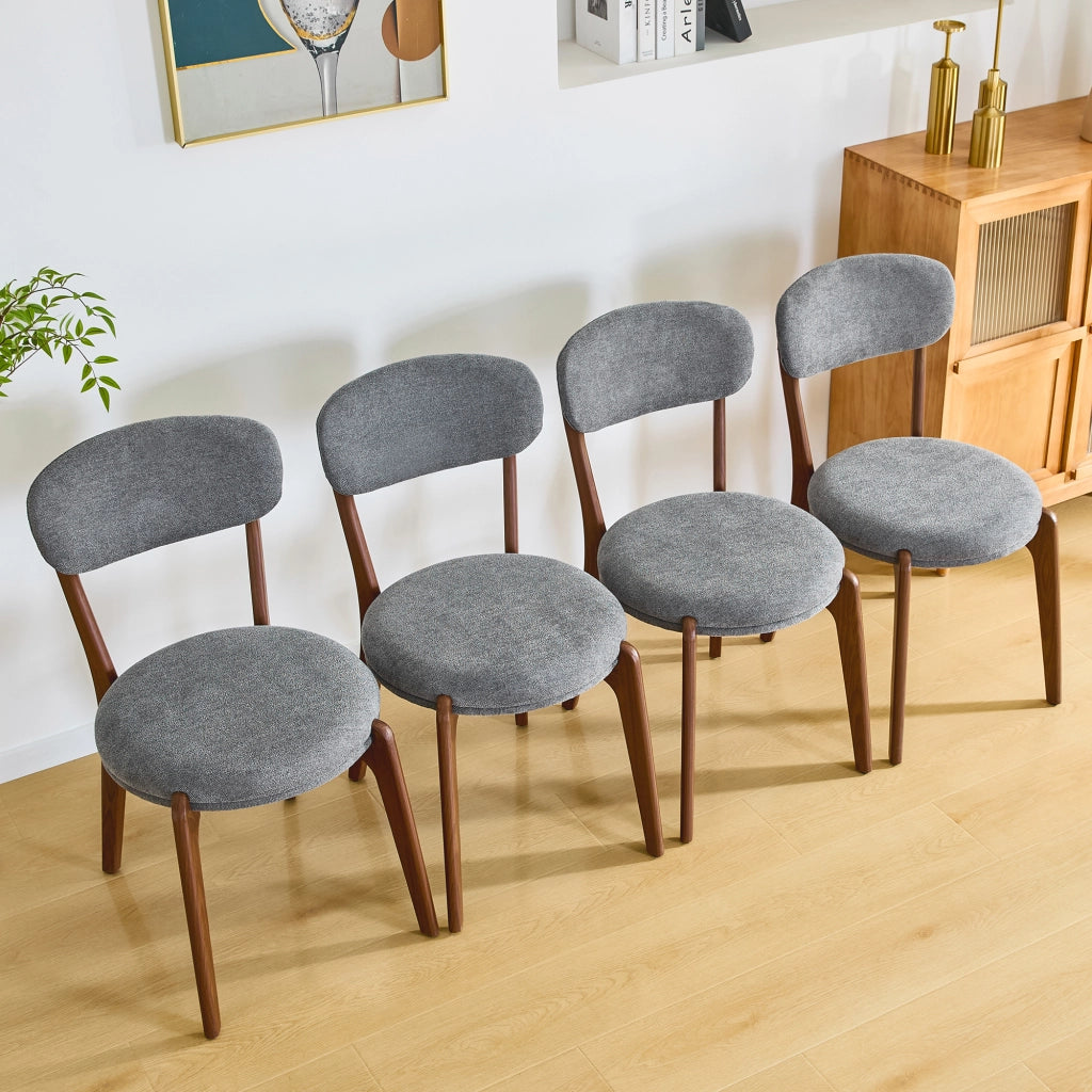 Set 4 Sedie da Pranzo Imbottite in Tessuto ¨C MINIMAL ¨C Stile Moderno, Beige