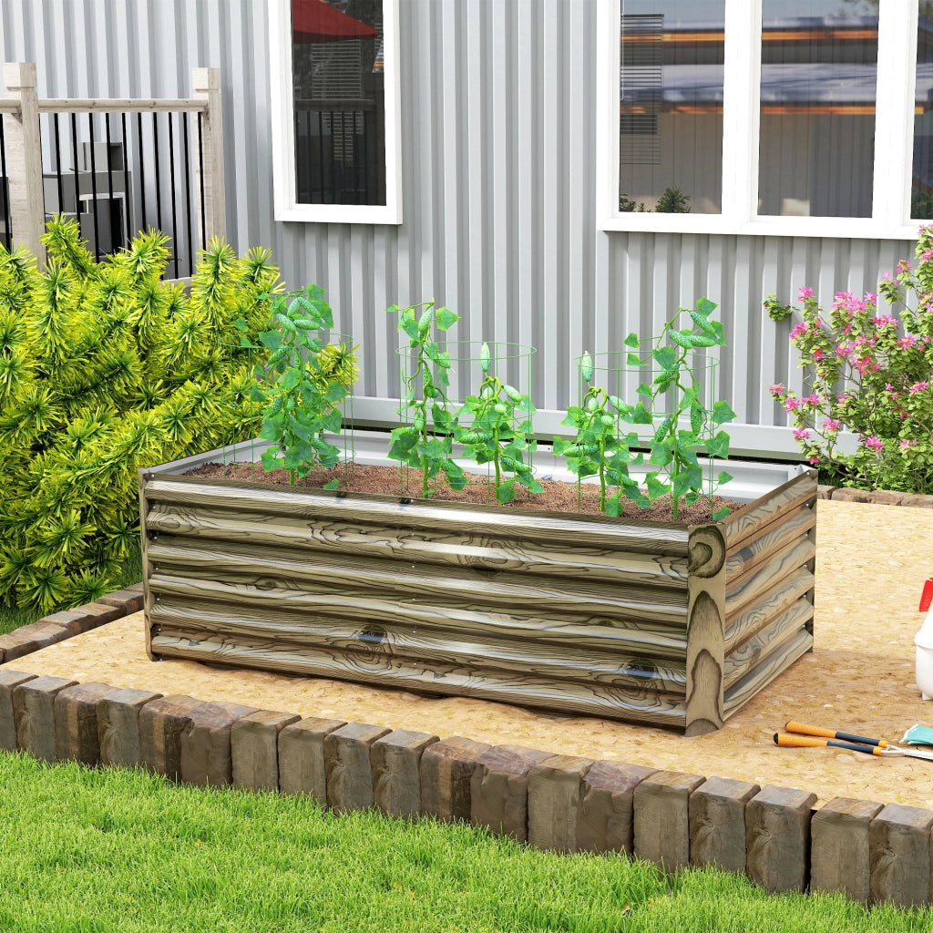 Fioriera rettangolare da esterno ¨C Xylo ¨C acciaio galvanizzato 180x90x57,5 cm naturale