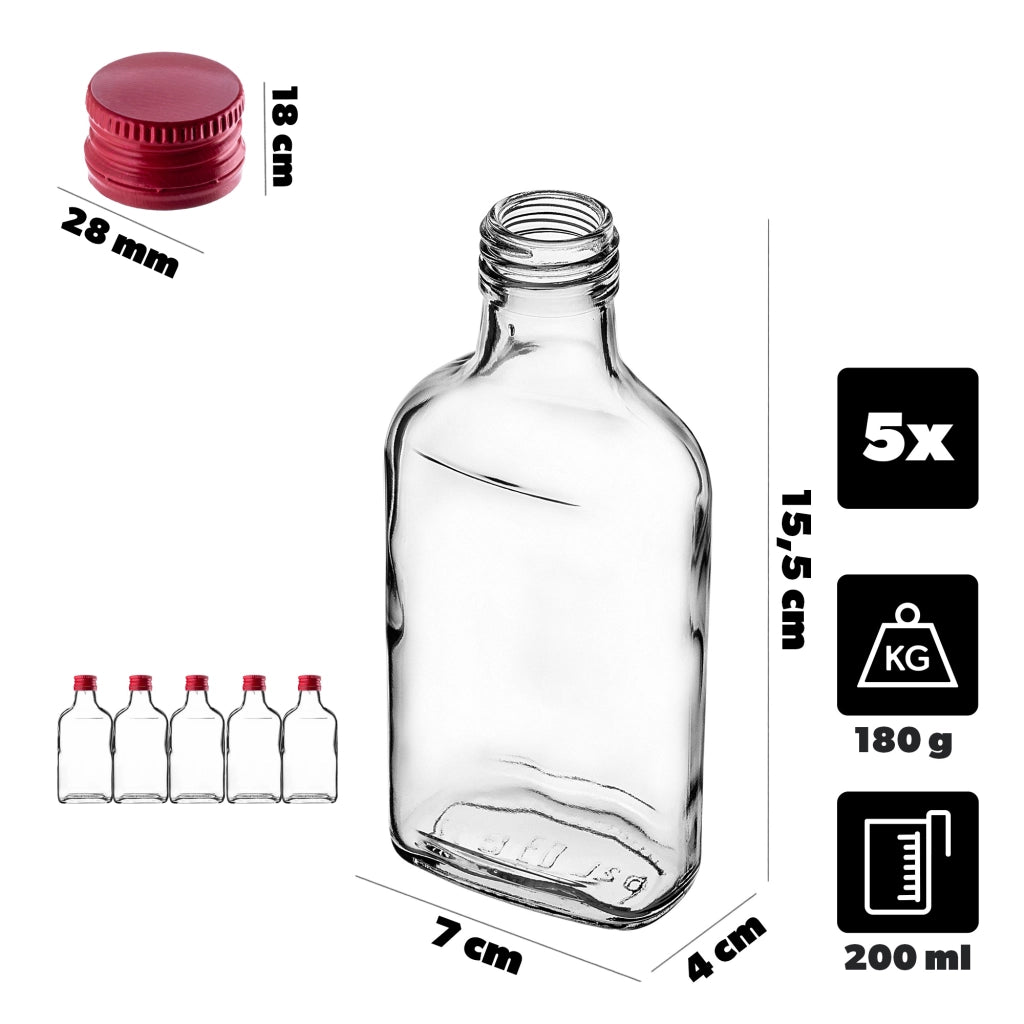 KADAX Butelka piersiówka 200ml BUT200 z zakrętką c