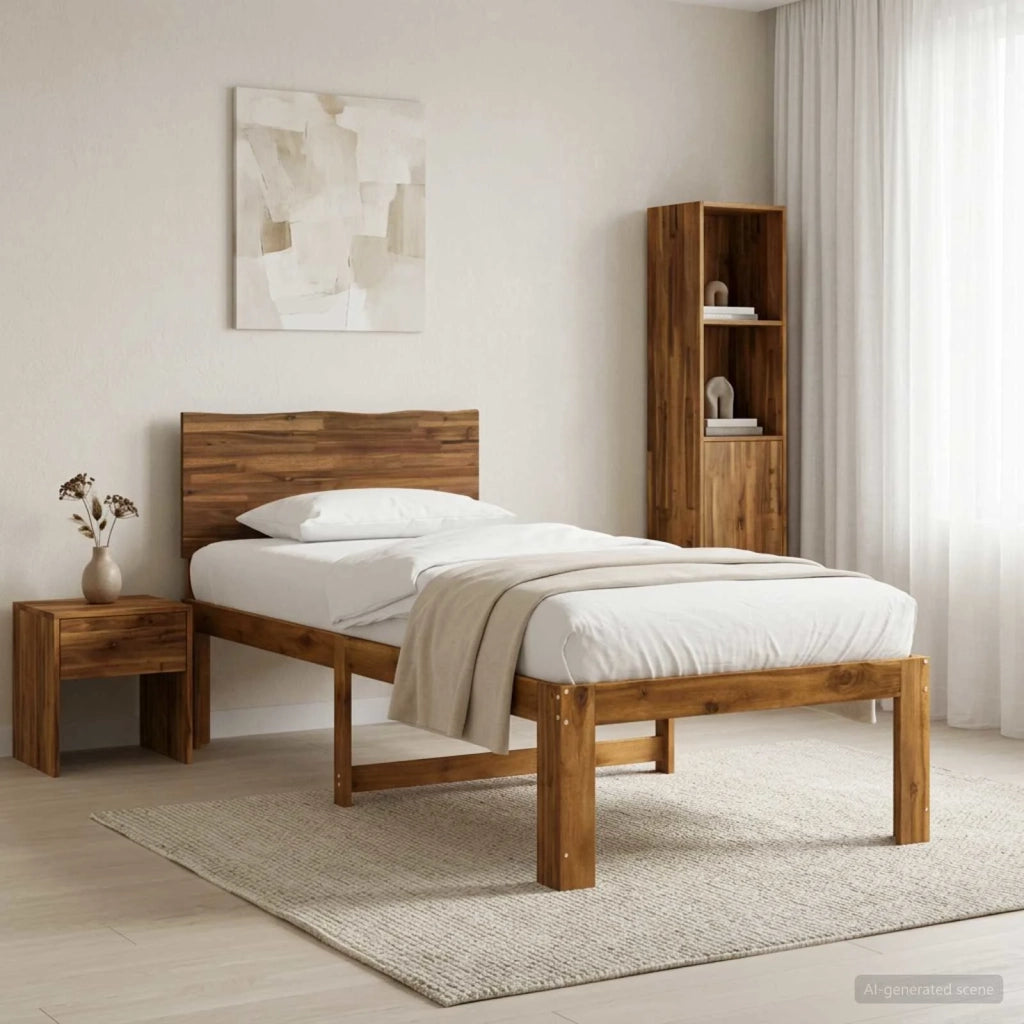 Letto Singolo con Testiera ROSTOCK Naturale 90 x 190 cm 903399