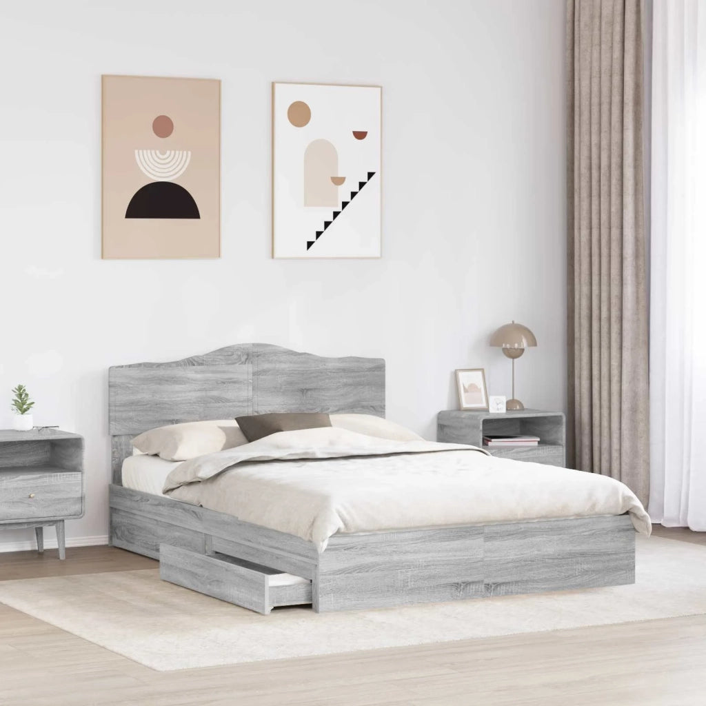 Letto con Contenitore con testiera Grigio Sonoma 140 x 200 cm 3413094