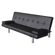 Divano letto regolabile con due cuscini in similpelle nera 02_0020589