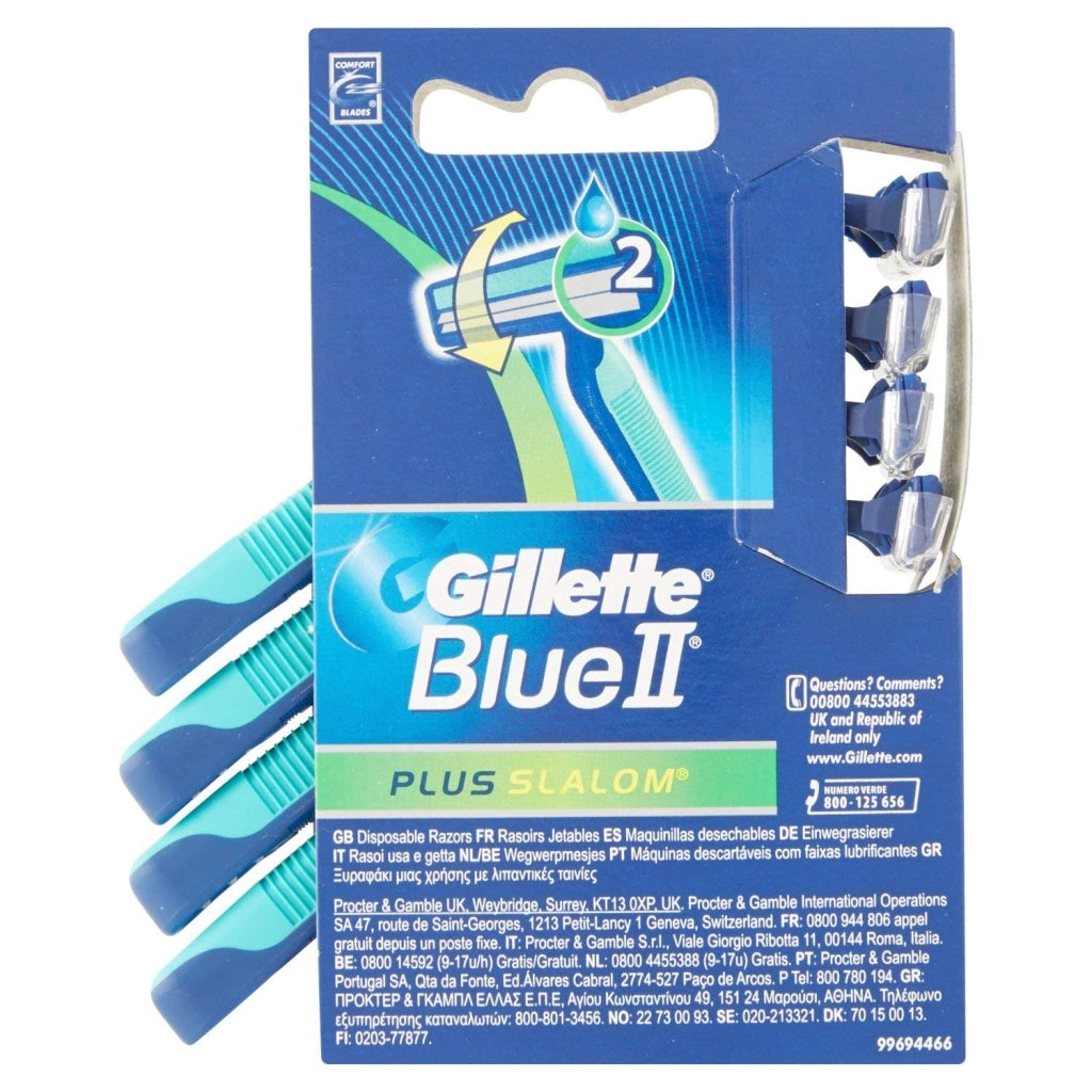 GILLETTE RASOI USA E GETTA  BLU II SLALOM PLUS X4 PZ RASATURA PERFETTA