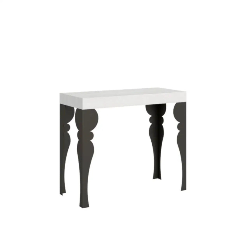 Consolle allungabile 90x40/300 cm Paxon bianco frassino gambe antracite