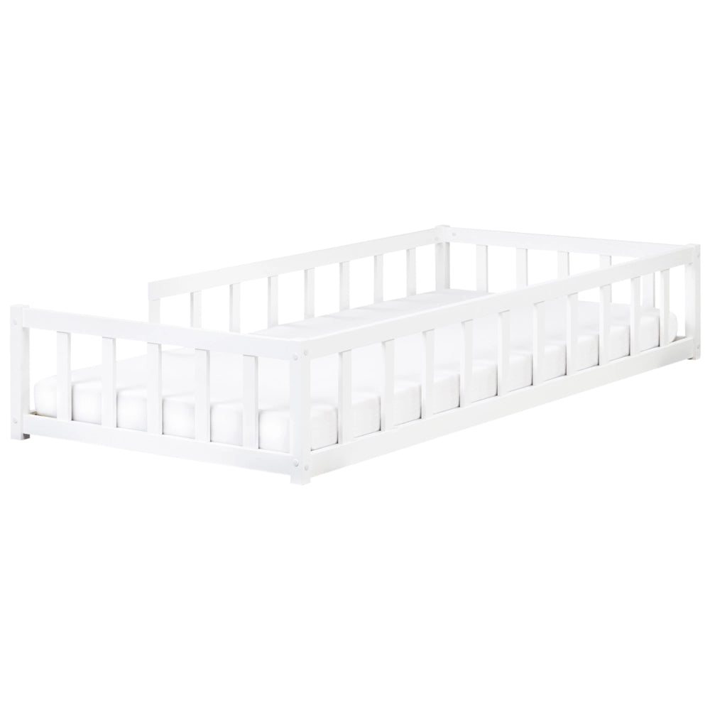 Letto singolo per bambini in legno bianco cameretta con telaio a doghe 90 x 200 cm