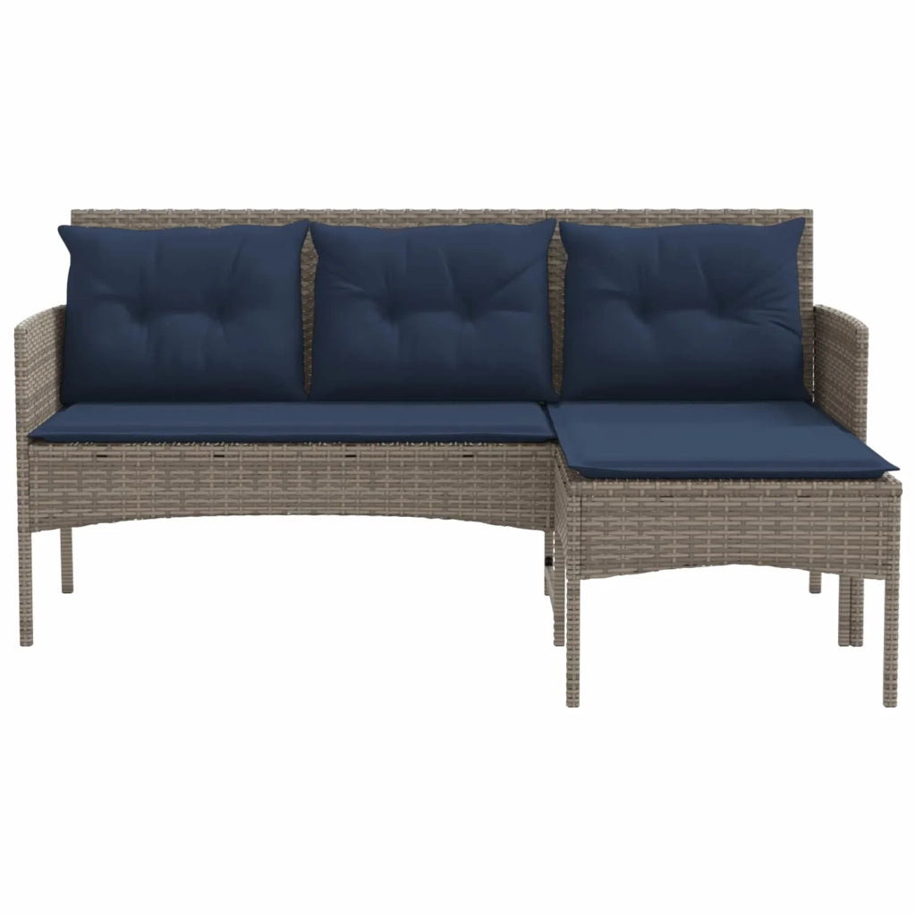 Set Divano da Giardino 2 pz | Set Salotto da Giardino Grigio e Blu Navy polyrattan