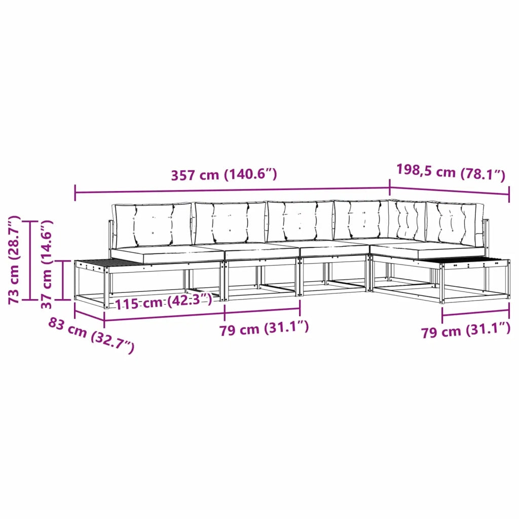 Set di divani da esterno Bianco 357 x 198,5 x 73 cm Poliestere 3387009