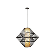 Lampada a sospensione japandi PASQUINO nera legno Ø60