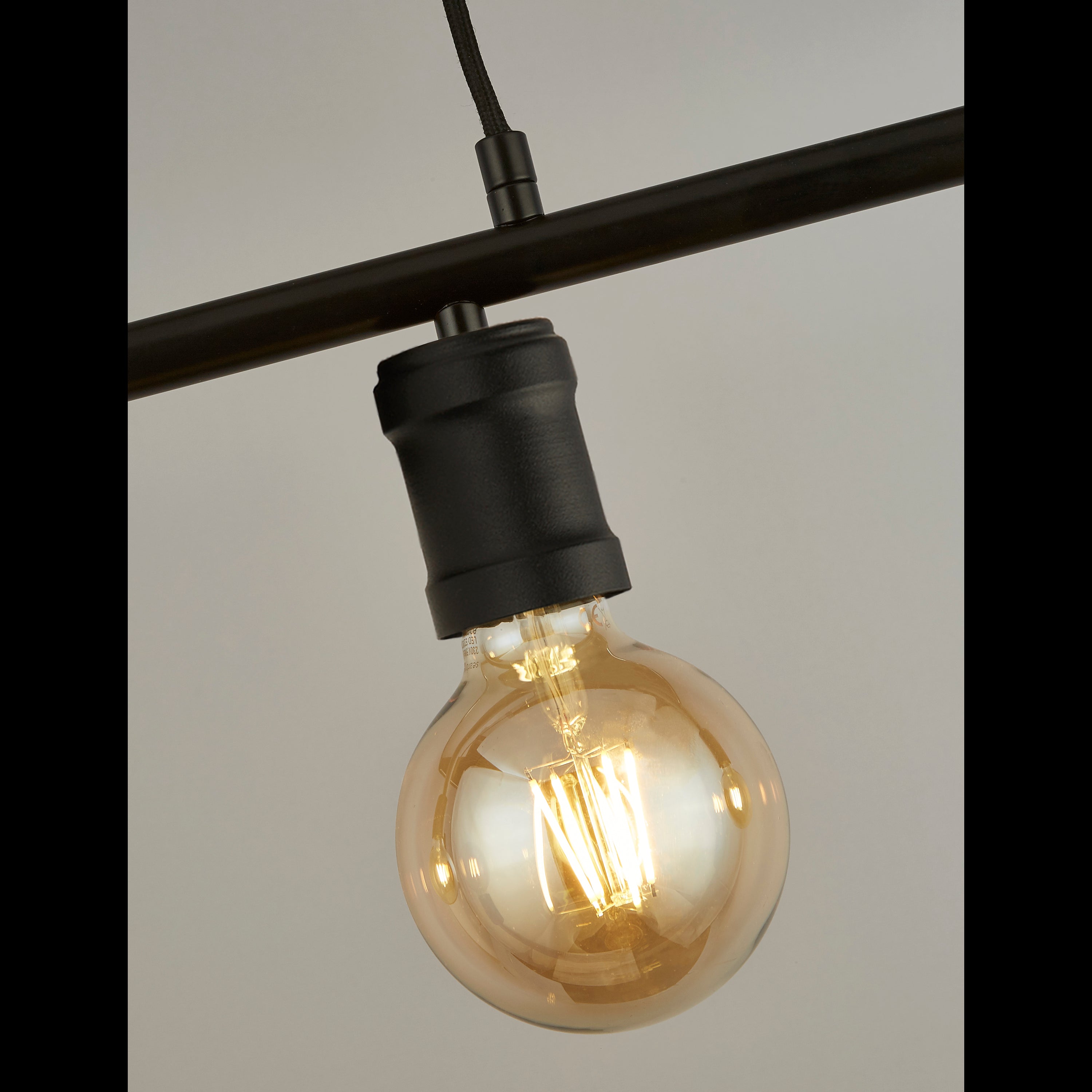 Lampadario Industrial-Nordico Danza Acciaio Nero 4 Luci E27