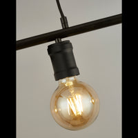 Lampadario Industrial-Nordico Danza Acciaio Nero 4 Luci E27