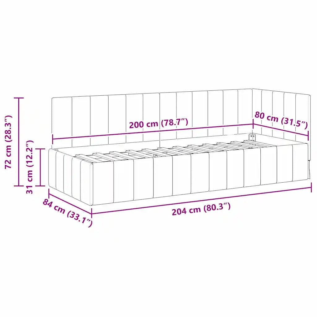 vidaXL Cornice del letto ad angolo Verde scuro 80 x 200 cm Velluto