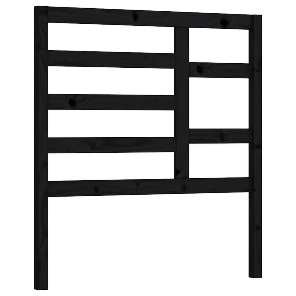 Testiera | Testata per Letto Nera 96x4x104 cm in Legno Massello di Pino