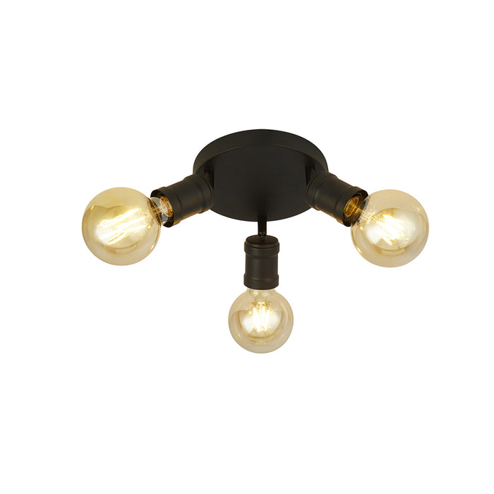 Plafoniera Faretto Industrial Danza Acciaio Nero 3 Luci E27