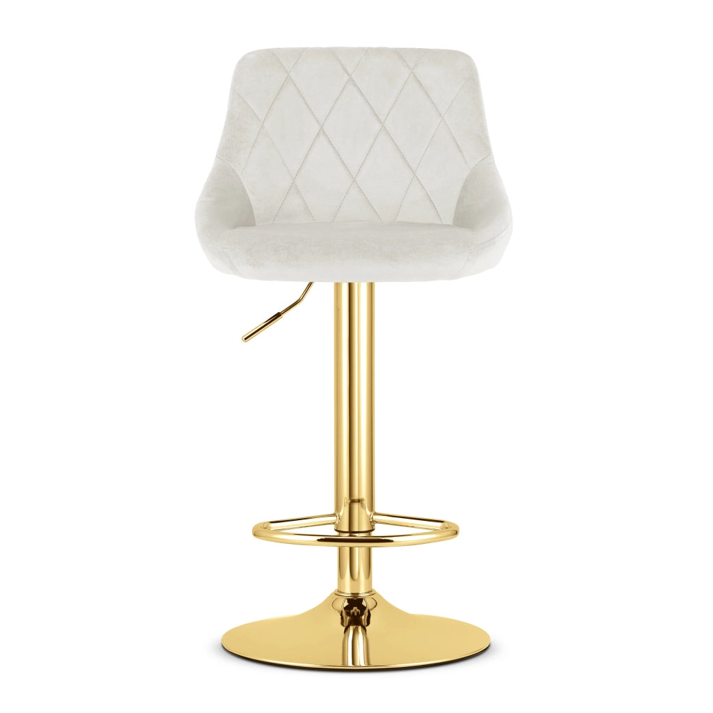 Sgabello girevole VALORA DAKA - Velluto beige con base dorata x 2