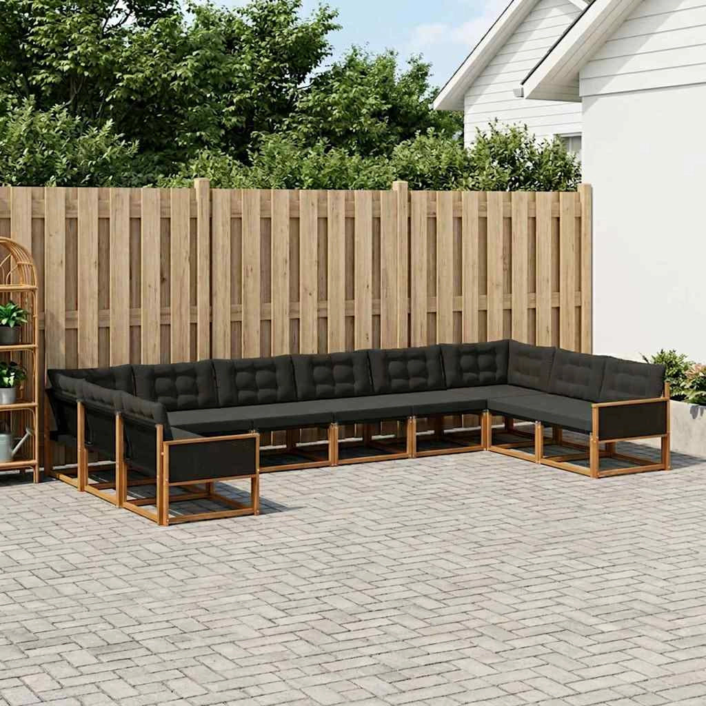 Set di divani da esterno 10 pz Naturale e Nero 3381704