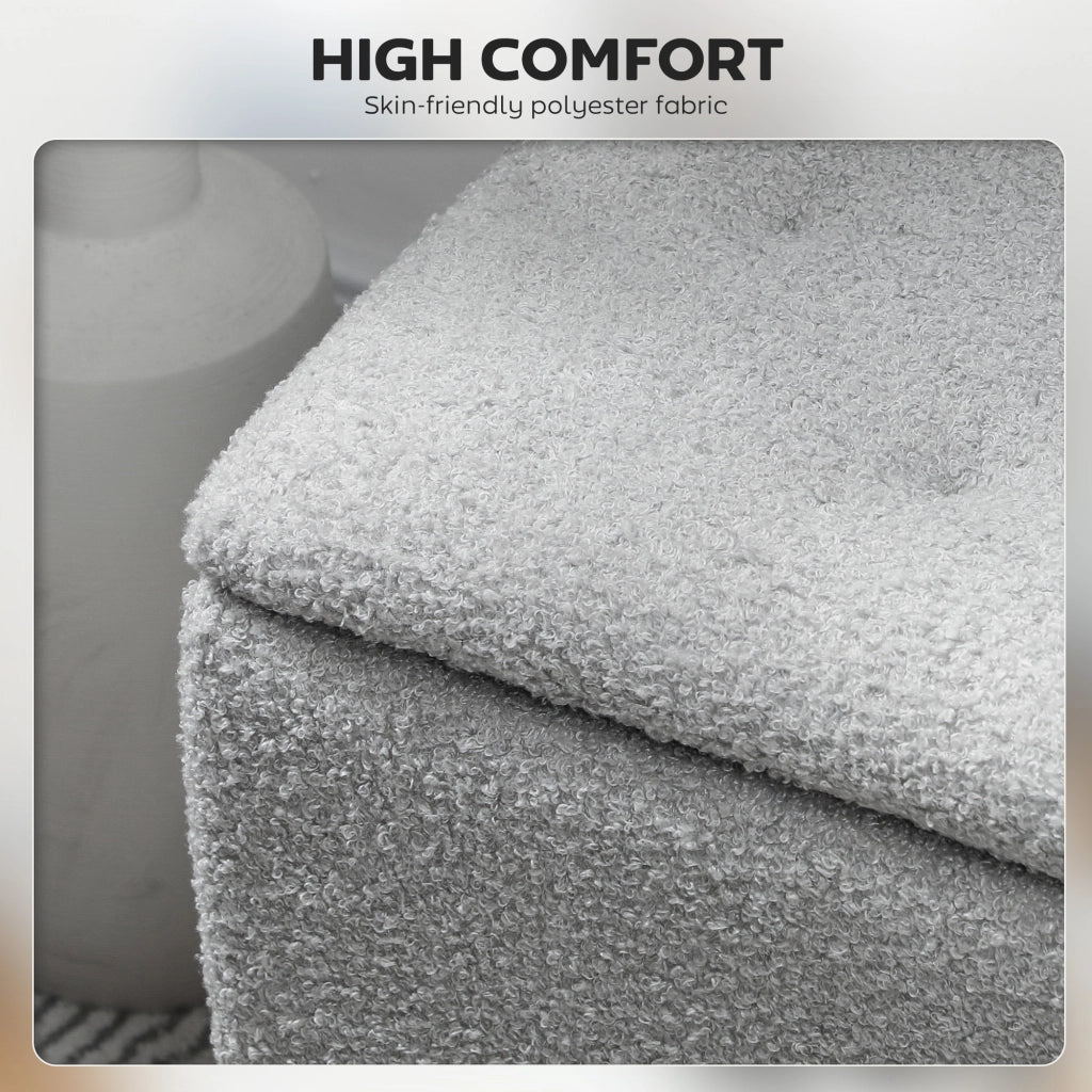 Panca imbottita con contenitore ¨C zephmum ¨C 95x38x45cm, grigio, velluto