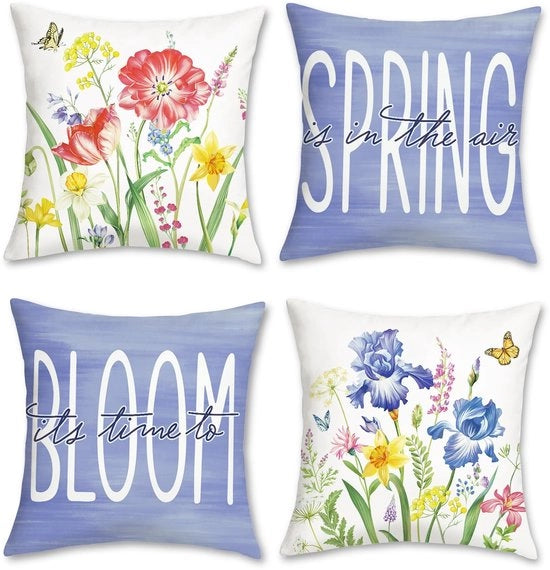Set di cuscini decorativi in velluto - Set di 4 - Dimensioni 45 x 45 cm - Adatto per divano e giardino