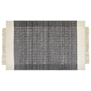 Tappeto in lana bianco sporco nero 140 x 200 cm fatto a mano con nappe moderne