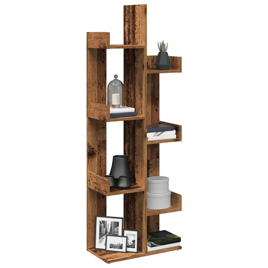 Libreria-Scaffale per Libri-Mobile di Stoccaggio Legno Antico 48x25,5x140 cm in Legno Multistrato