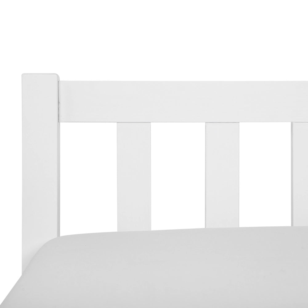 Letto in Legno di pino Bianco con Rete a Doghe Testiera Alta 140 x 200 cm