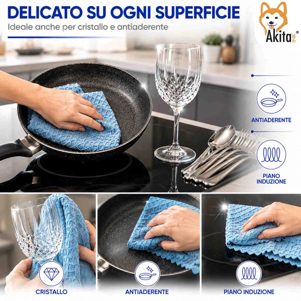 Akitaink 3 Panni in Microfibra Waffle 40x50 cm