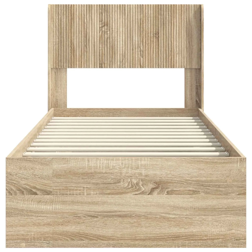 Struttura del letto con stoccaggio e testata Rovere Sonoma