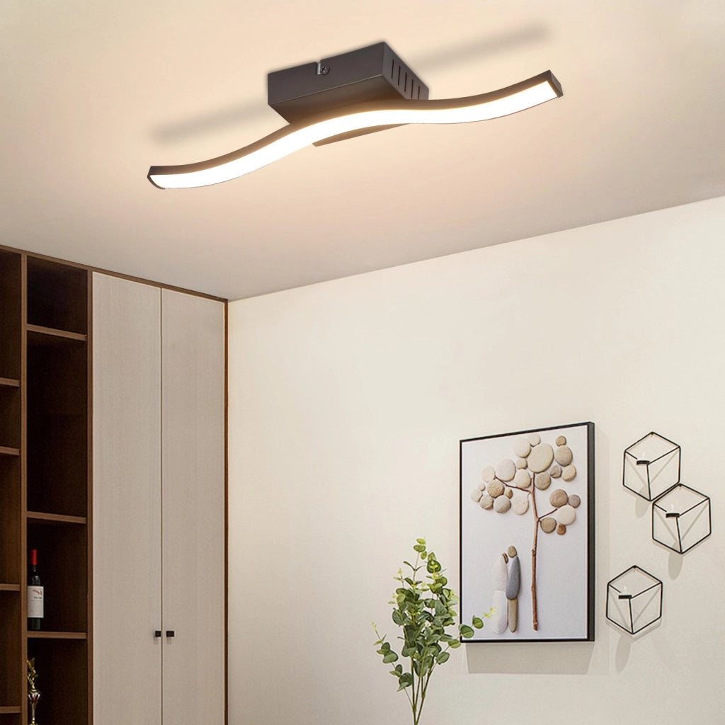 ZMH Lampada da soffitto plafoniera LED moderna design ondulato nero 3000K per soggiorno corridoio cucina