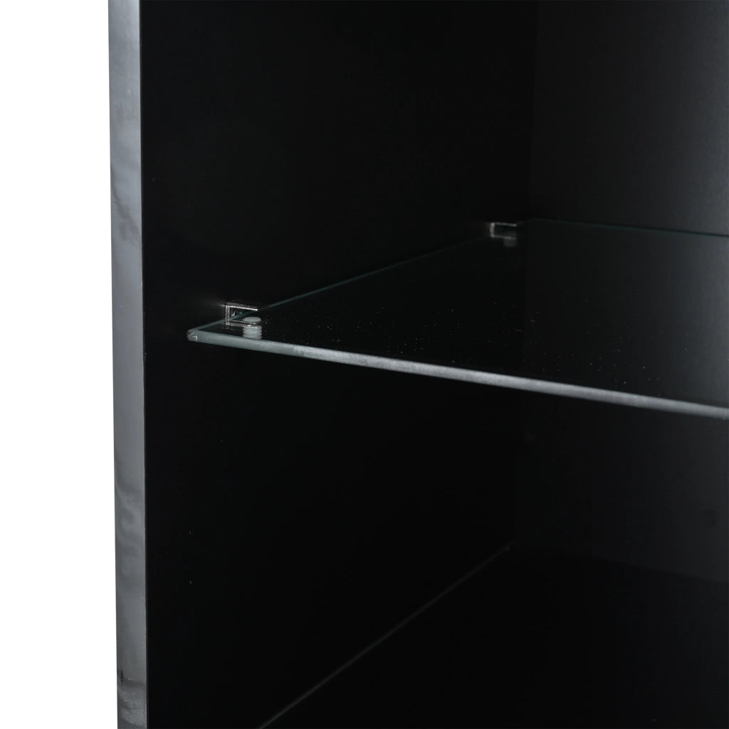 Vetrina Alta con LED e Cassetto ¨C MINIMAL ¨C Nero Lucido 55x38x170