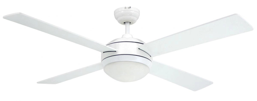 Vam Ventilatore da soffitto 4 bianco con luce e telecomando con sensore temperatura 132 cm