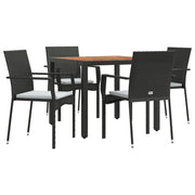 Set da pranzo da giardino in vimini di resina nera da 5 pezzi e cuscini 02_0014876